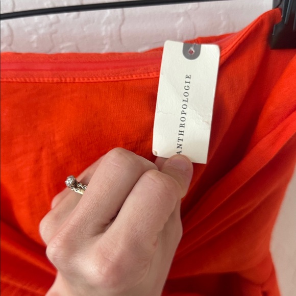 Anthropologie Maeve Brin Orange Strapless Crop Wide Leg Jumpsuit NWT 2 - Picture 6 of 9